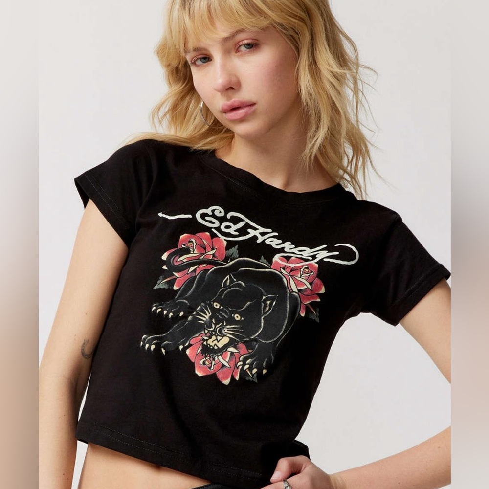 Ed hardy baby tee cropped size S NWOT